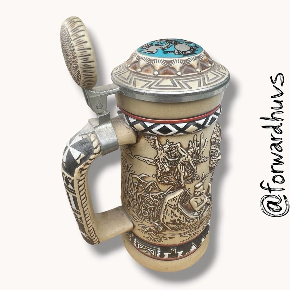 Avon Indians of the American Frontier Lidded Beer Stein 1988 Brazil
